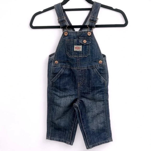 Levi's Toddler Denim Overalls Carpenter Style Snap Legs Size 24 Months - Picture 1 of 10